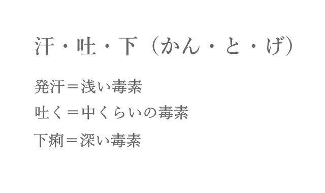 瞑眩の症状・汗吐下（かんとげ）